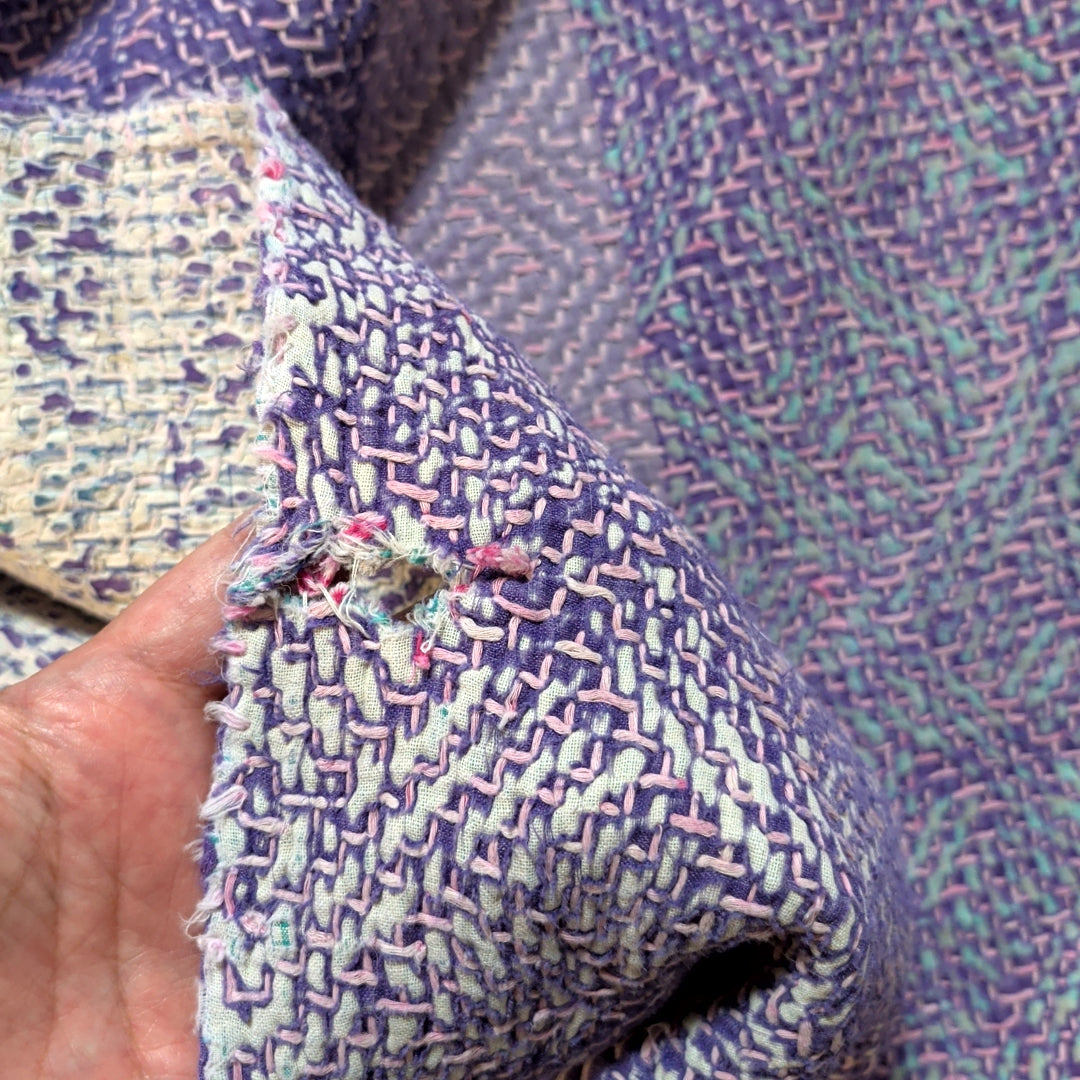 ヴィンテージロホリカンタキルト ラリーキルト kantha ダイヤ型 手刺繍 ラグマット インド布 アジアン　#1243