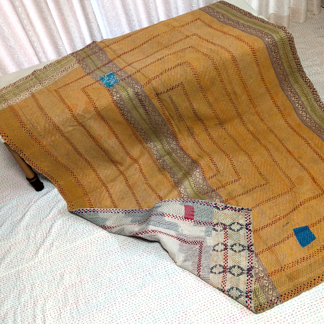 ヴィンテージカンタキルト ラリーキルト kantha ラグマット アジアンキルト　#1247