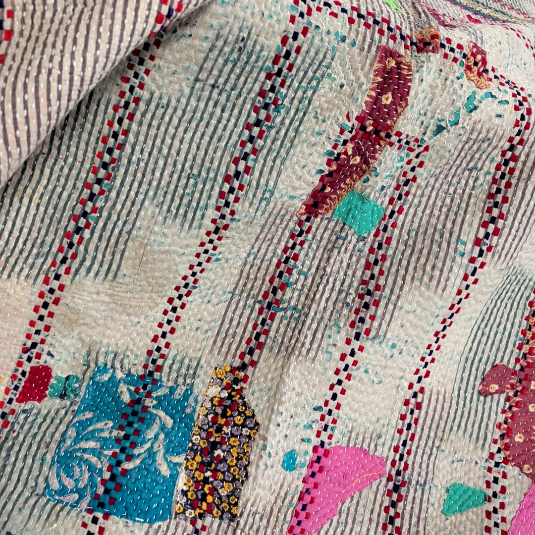 ヴィンテージカンタキルト ラリーキルト kantha ラグマット アジアンキルト　#1247