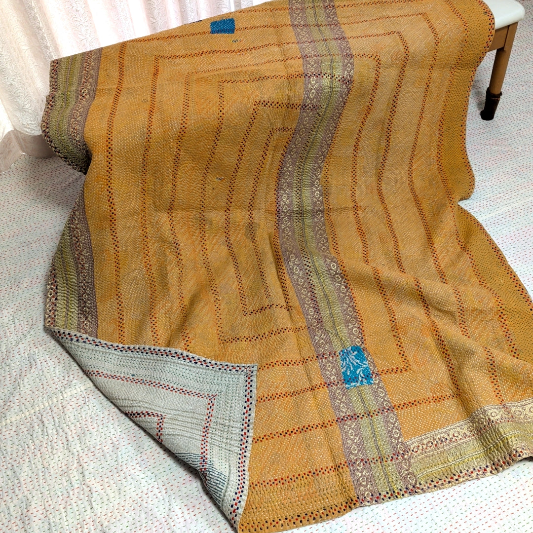 ヴィンテージカンタキルト ラリーキルト kantha ラグマット アジアンキルト　#1247