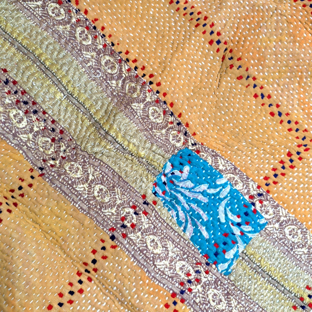 ヴィンテージカンタキルト ラリーキルト kantha ラグマット アジアンキルト　#1247