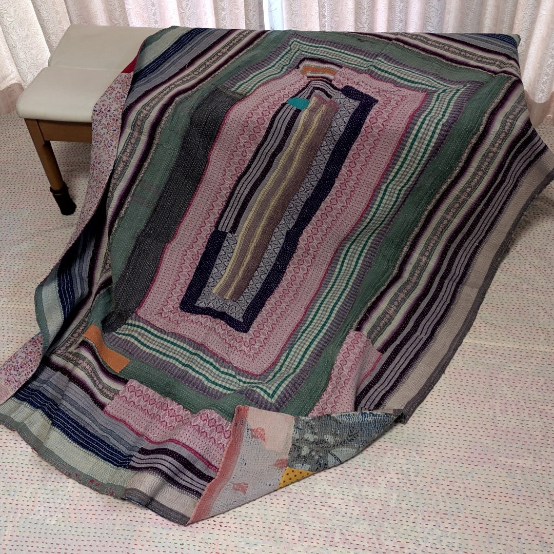 ヴィンテージカンタキルト ラリーキルト kantha ラグマット アジアンキルト　#1248