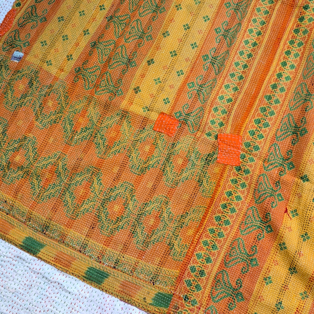 ヴィンテージカンタキルト ラリーキルト kantha ラグマット アジアンキルト　#1249