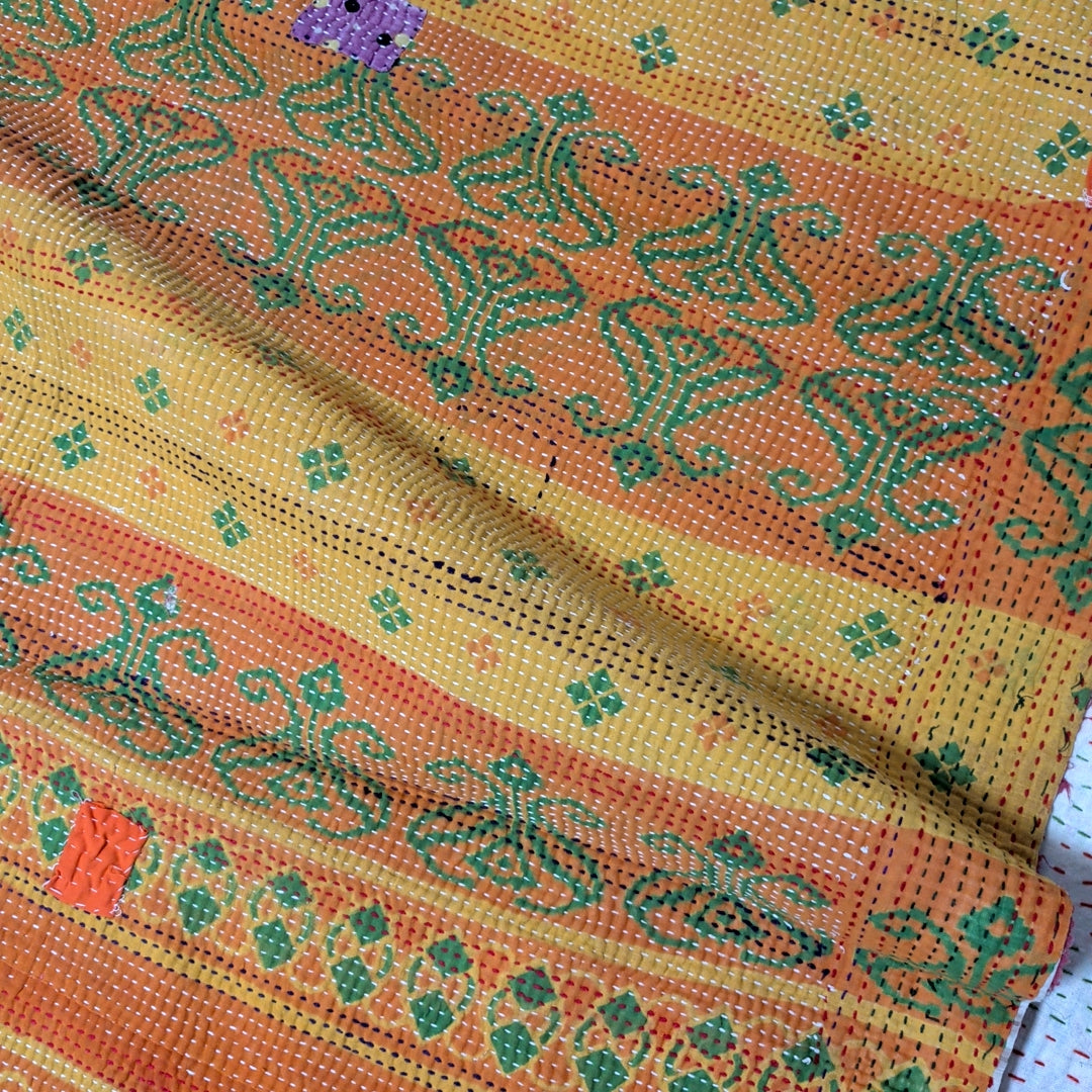 ヴィンテージカンタキルト ラリーキルト kantha ラグマット アジアンキルト　#1249