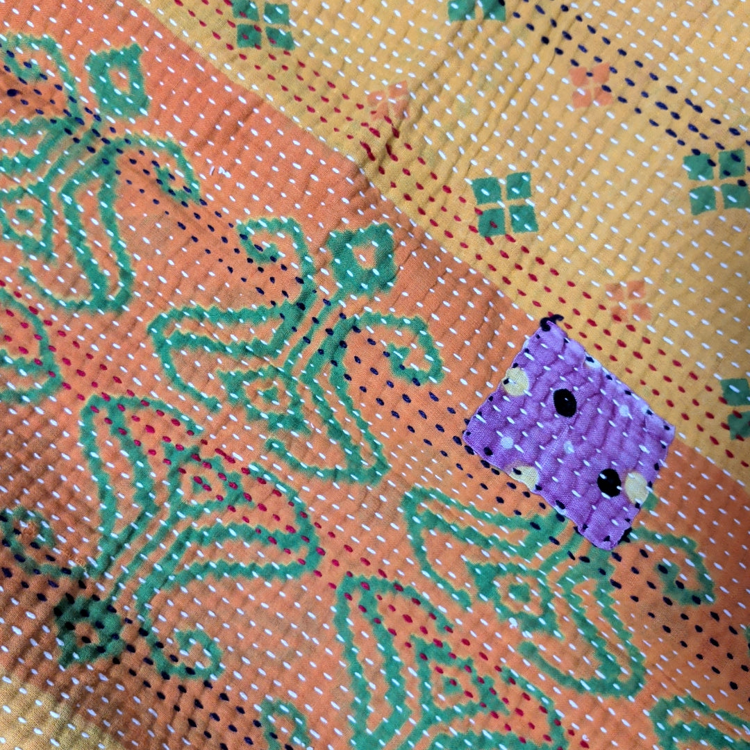 ヴィンテージカンタキルト ラリーキルト kantha ラグマット アジアンキルト　#1249