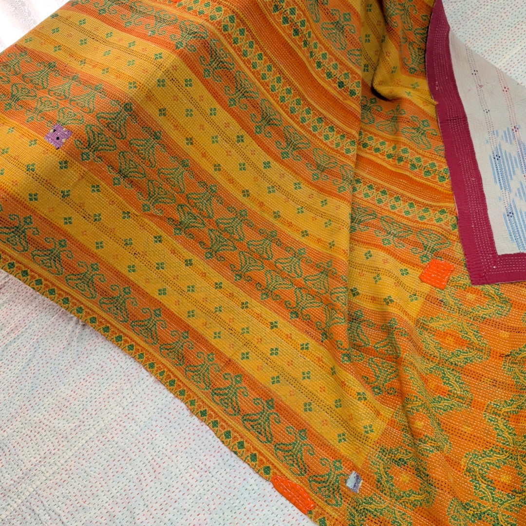 ヴィンテージカンタキルト ラリーキルト kantha ラグマット アジアンキルト　#1249