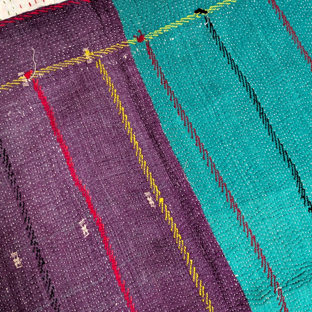 ヴィンテージカンタキルト ラリーキルト kantha ラグマット アジアンキルト　#1250