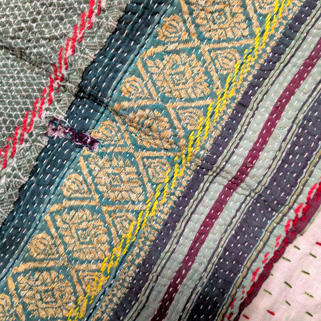 ヴィンテージカンタキルト ラリーキルト kantha ラグマット アジアンキルト　#1250