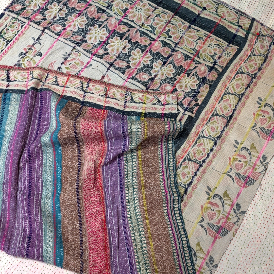 ヴィンテージカンタキルト ラリーキルト kantha ラグマット アジアンキルト　#1251