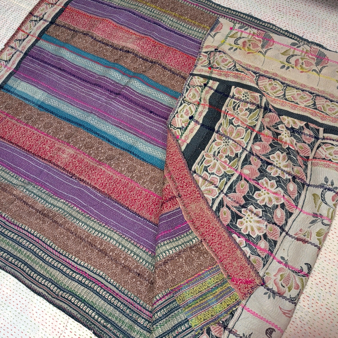 ヴィンテージカンタキルト ラリーキルト kantha ラグマット アジアンキルト　#1251