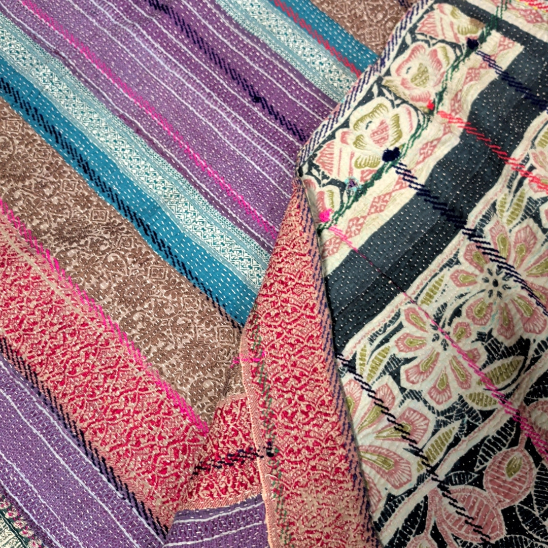 ヴィンテージカンタキルト ラリーキルト kantha ラグマット アジアンキルト　#1251