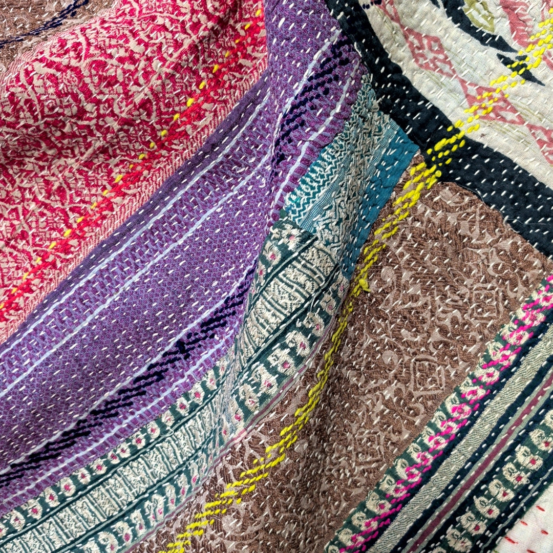 ヴィンテージカンタキルト ラリーキルト kantha ラグマット アジアンキルト　#1251
