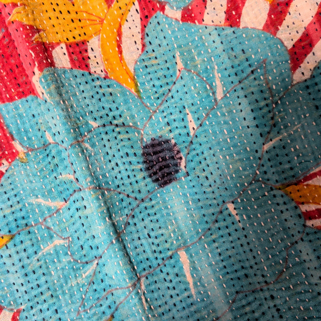 ヴィンテージカンタキルト ラリーキルト kantha ラグマット アジアンキルト　#1252