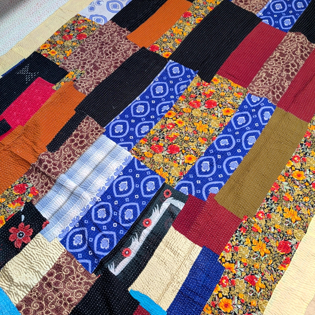 ヴィンテージカンタキルト ラリーキルト kantha ラグマット アジアンキルト　#1253