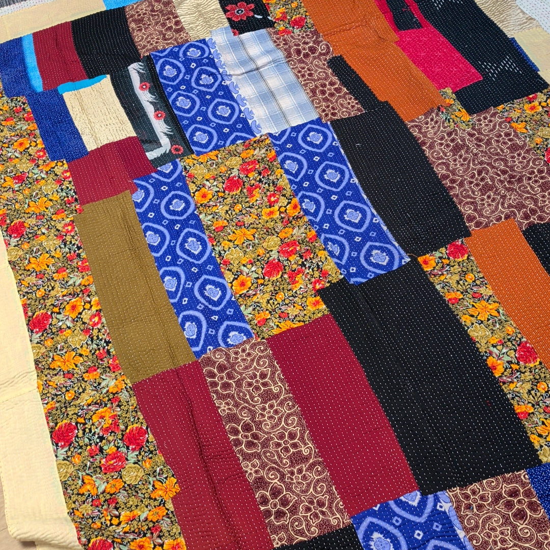 ヴィンテージカンタキルト ラリーキルト kantha ラグマット アジアンキルト　#1253