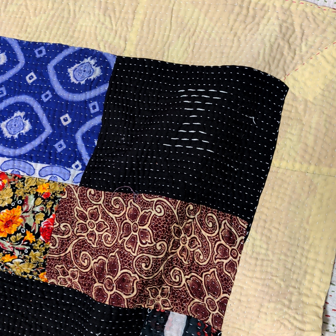 ヴィンテージカンタキルト ラリーキルト kantha ラグマット アジアンキルト　#1253