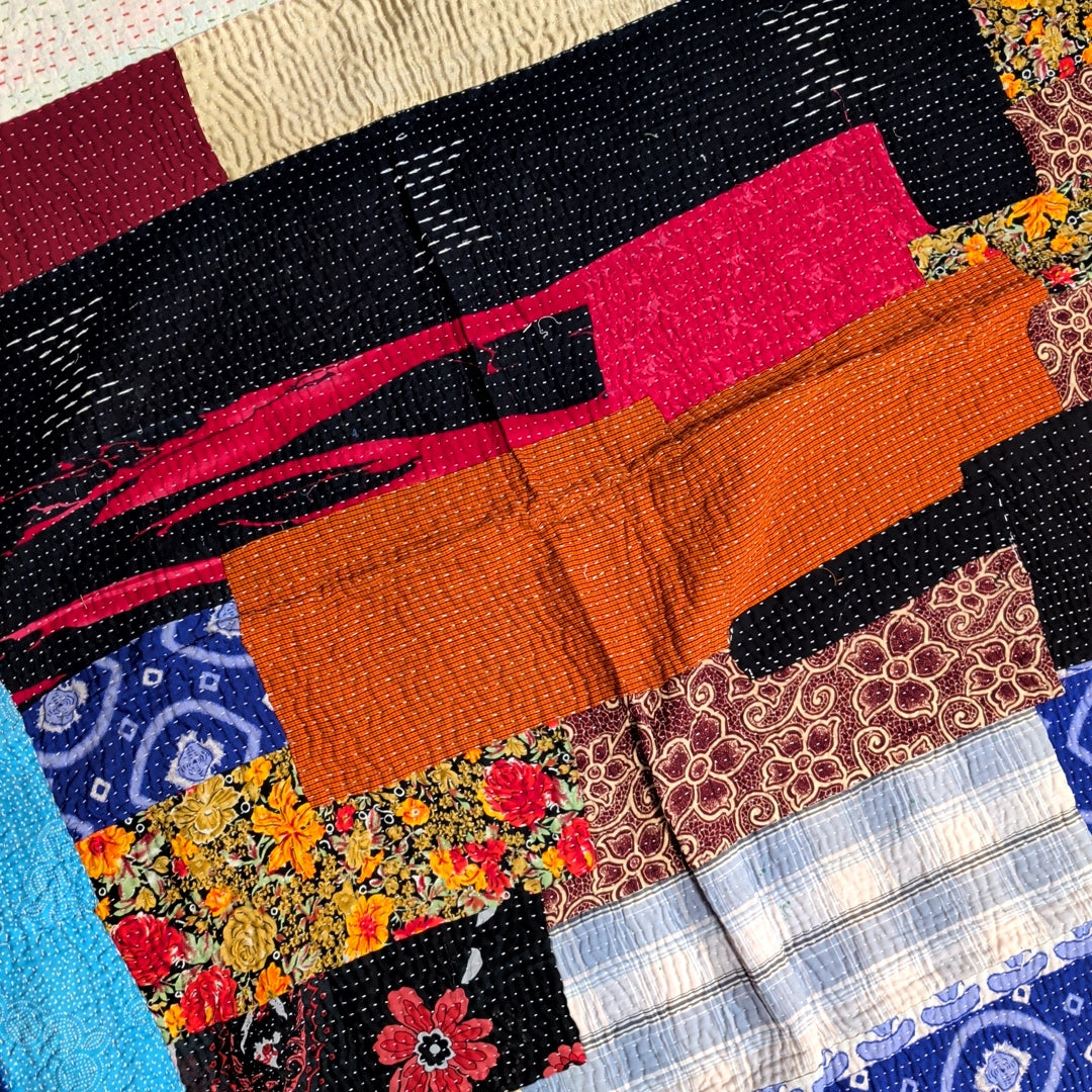 ヴィンテージカンタキルト ラリーキルト kantha ラグマット アジアンキルト　#1253