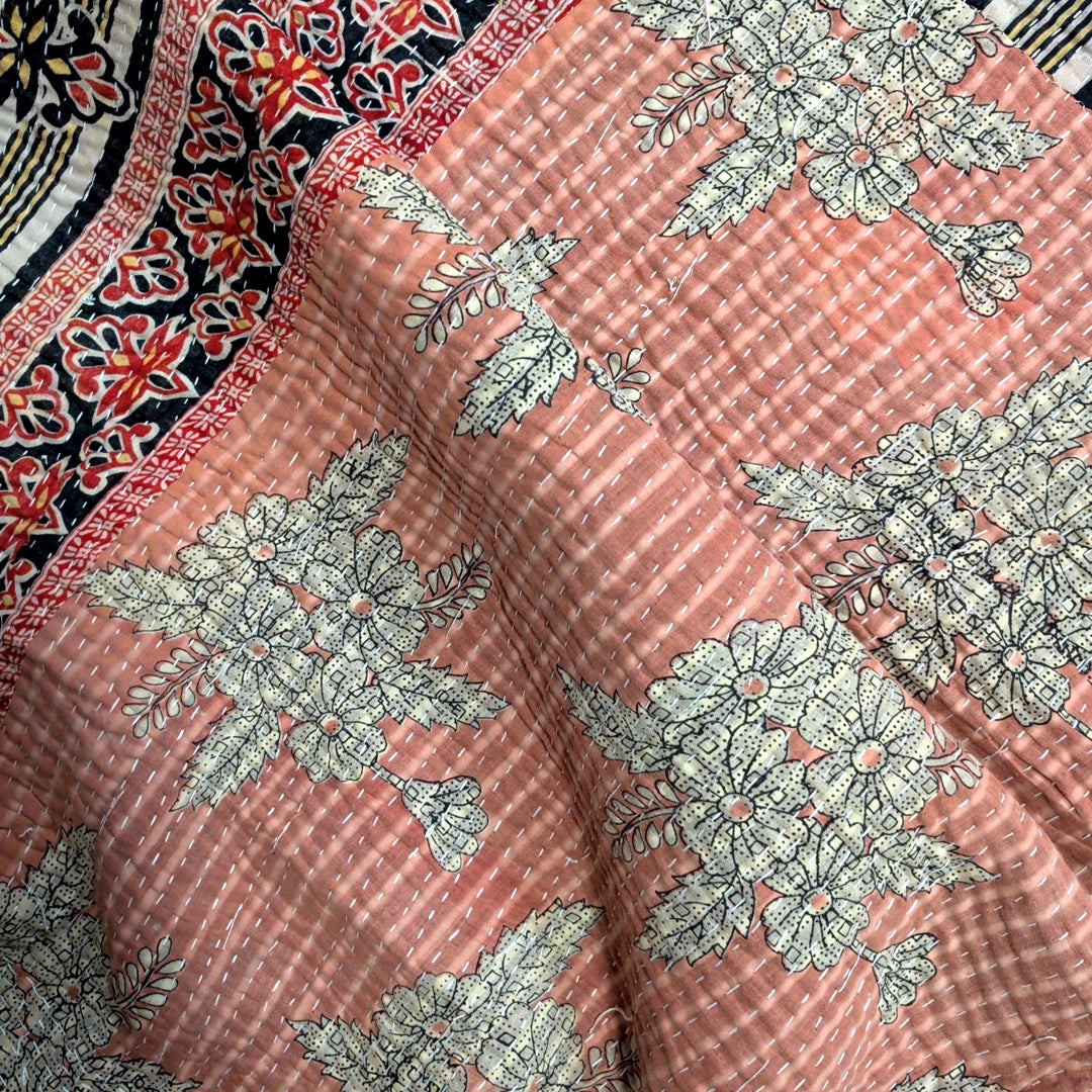 ヴィンテージカンタキルト ラリーキルト kantha ラグマット アジアンキルト　#1253