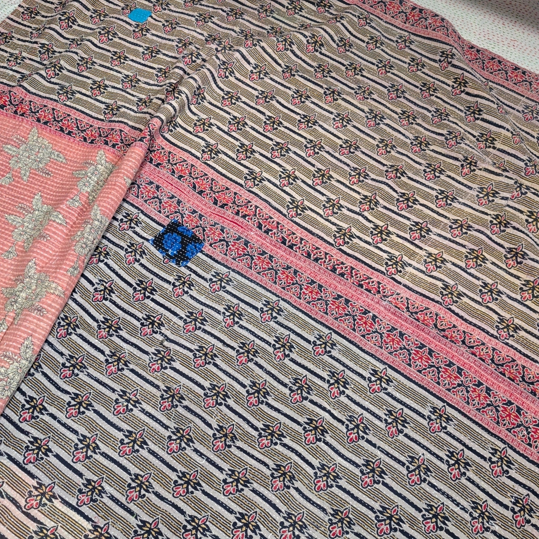 ヴィンテージカンタキルト ラリーキルト kantha ラグマット アジアンキルト　#1253