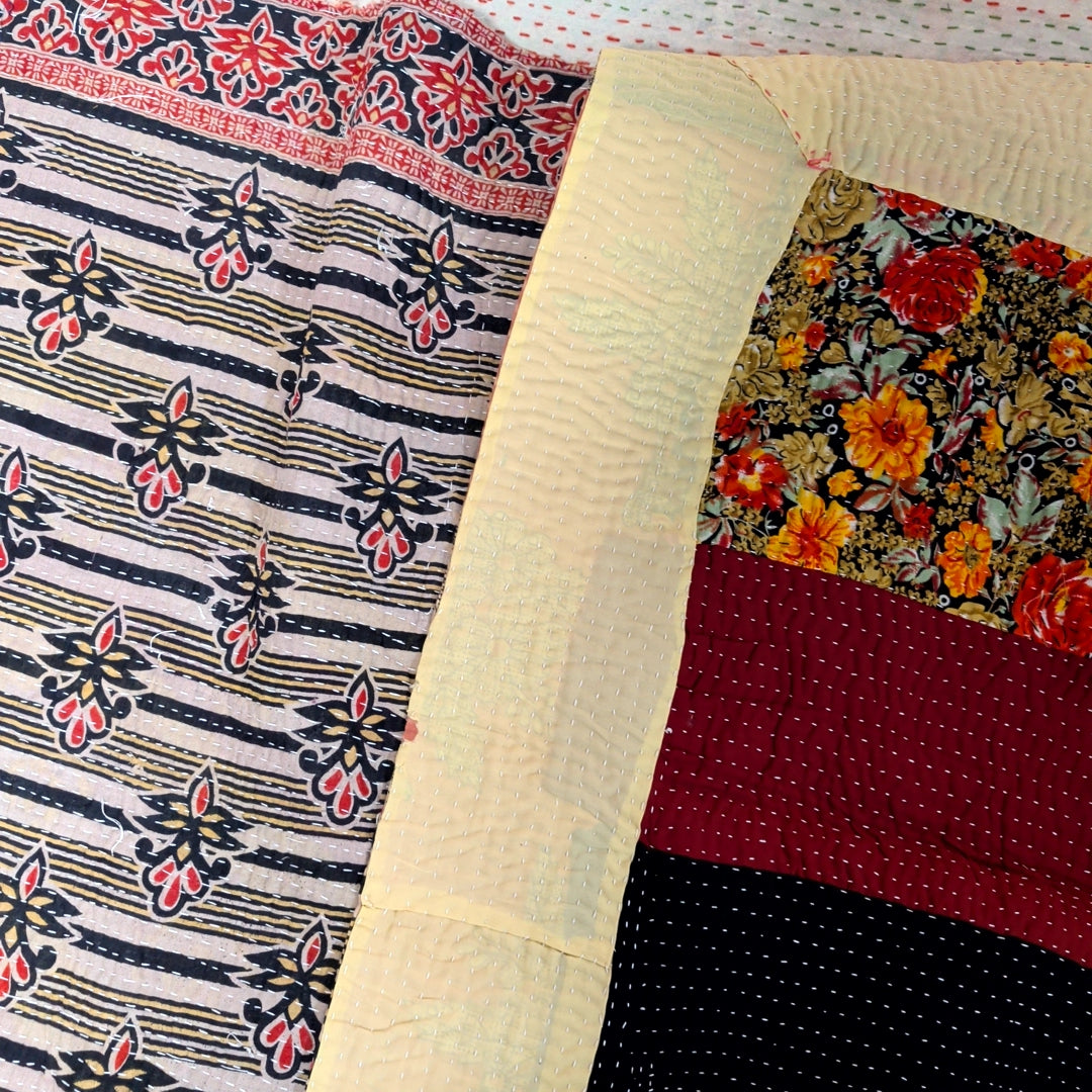 ヴィンテージカンタキルト ラリーキルト kantha ラグマット アジアンキルト　#1253