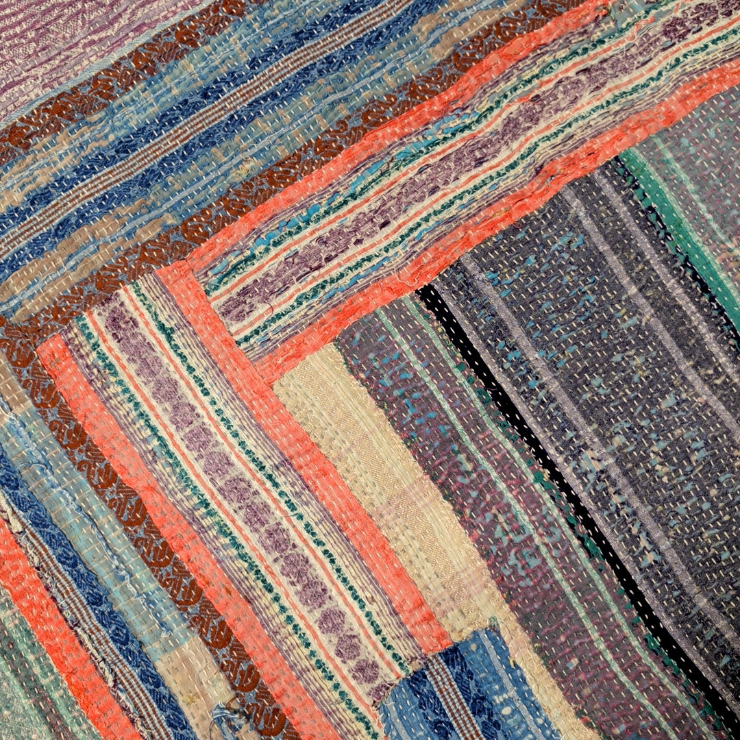 ヴィンテージカンタキルト ラリーキルト kantha ラグマット アジアンキルト　#1255