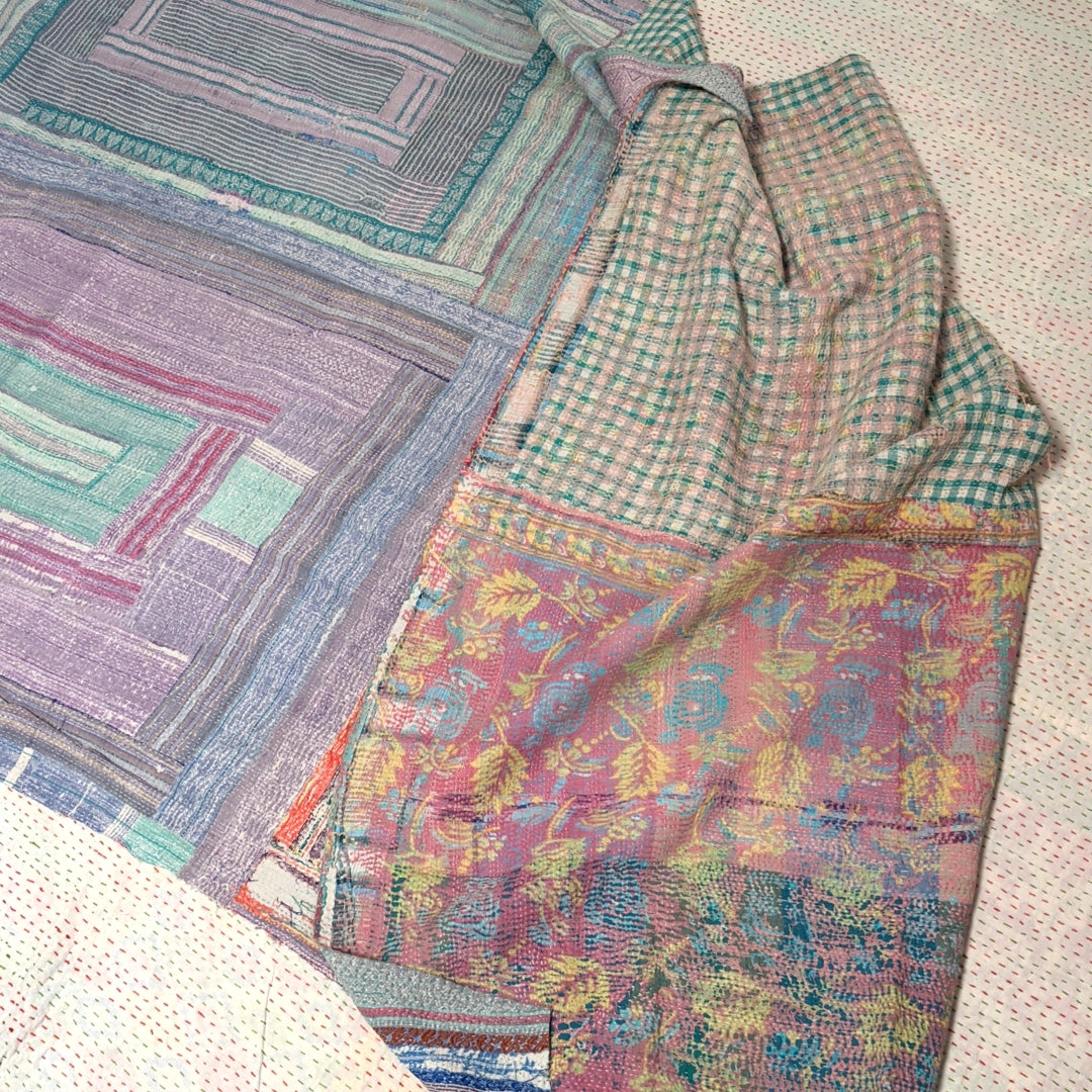ヴィンテージカンタキルト ラリーキルト kantha ラグマット アジアンキルト　#1255