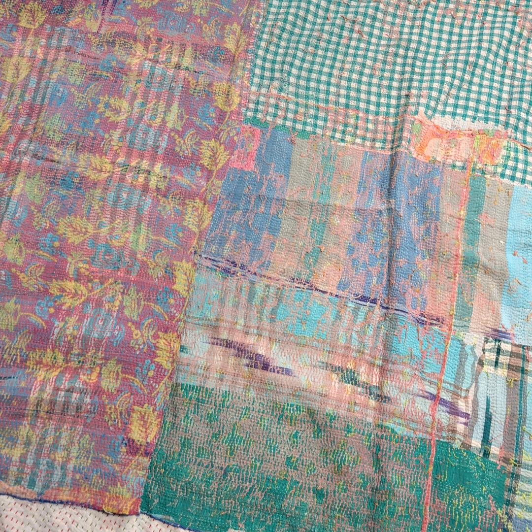 ヴィンテージカンタキルト ラリーキルト kantha ラグマット アジアンキルト　#1255