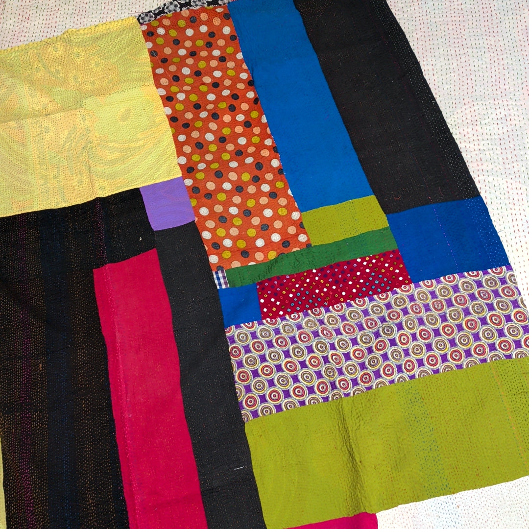 ヴィンテージカンタキルト ラリーキルト kantha ラグマット アジアンキルト　#1256