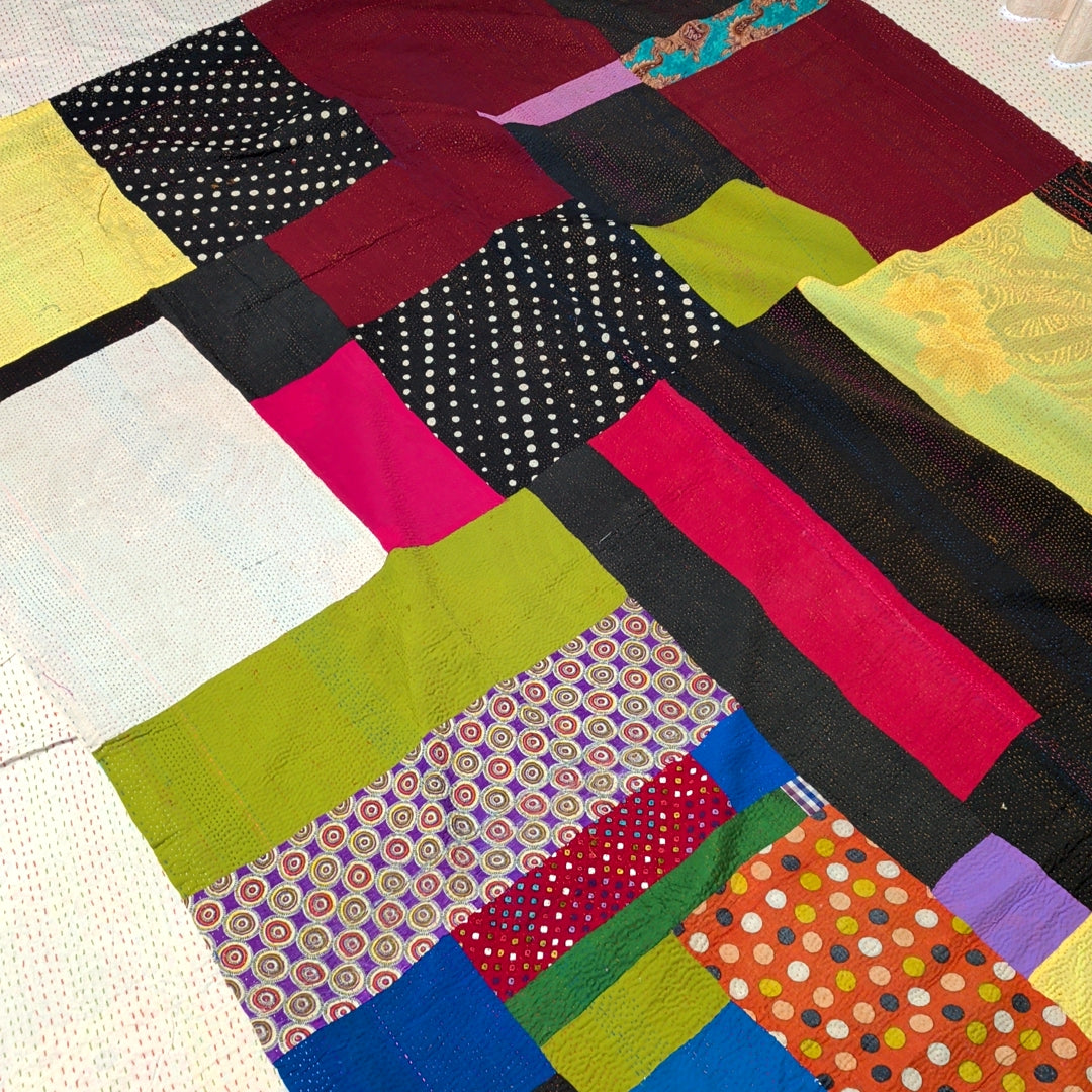 ヴィンテージカンタキルト ラリーキルト kantha ラグマット アジアンキルト　#1256