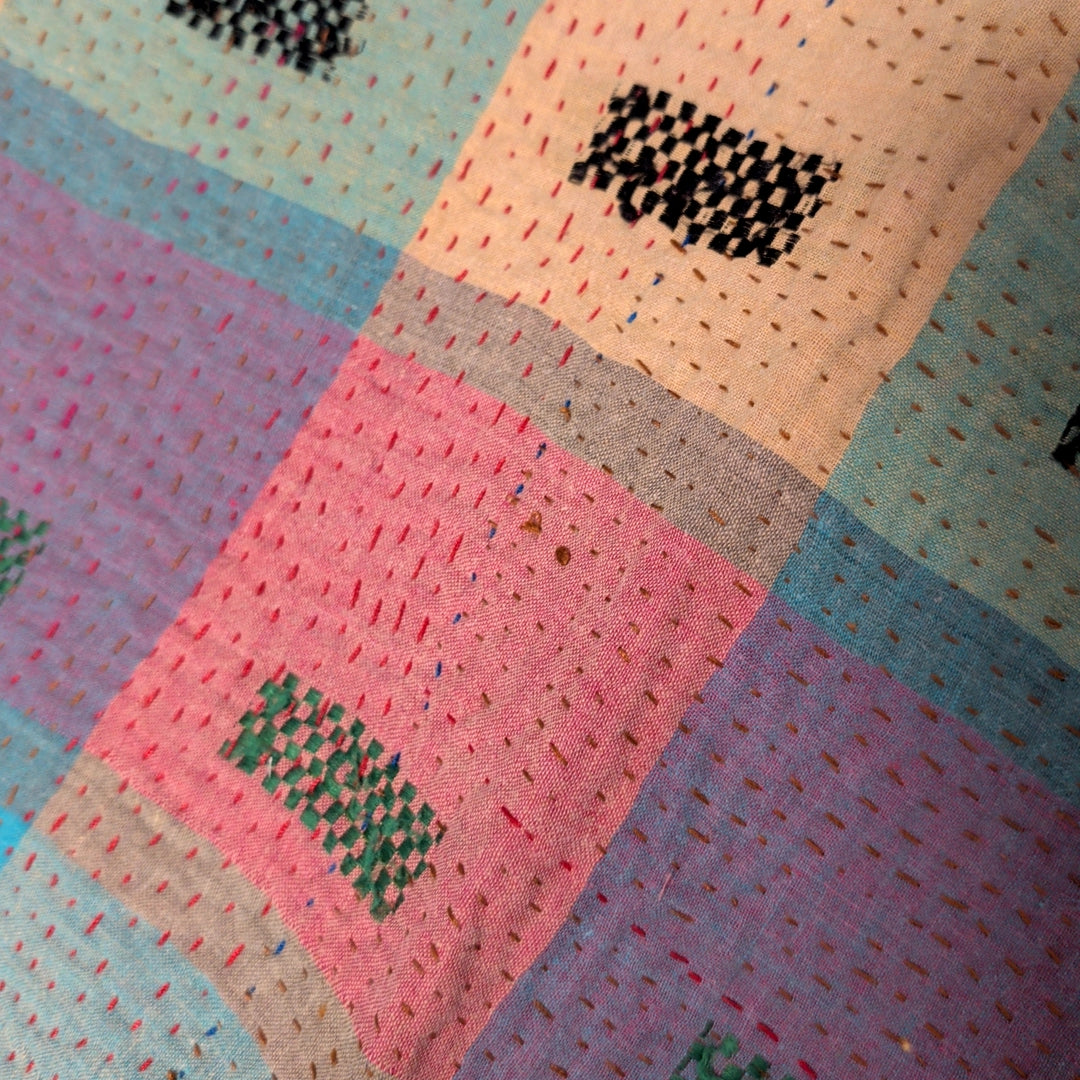 ヴィンテージカンタキルト ラリーキルト kantha ラグマット アジアンキルト　#1256