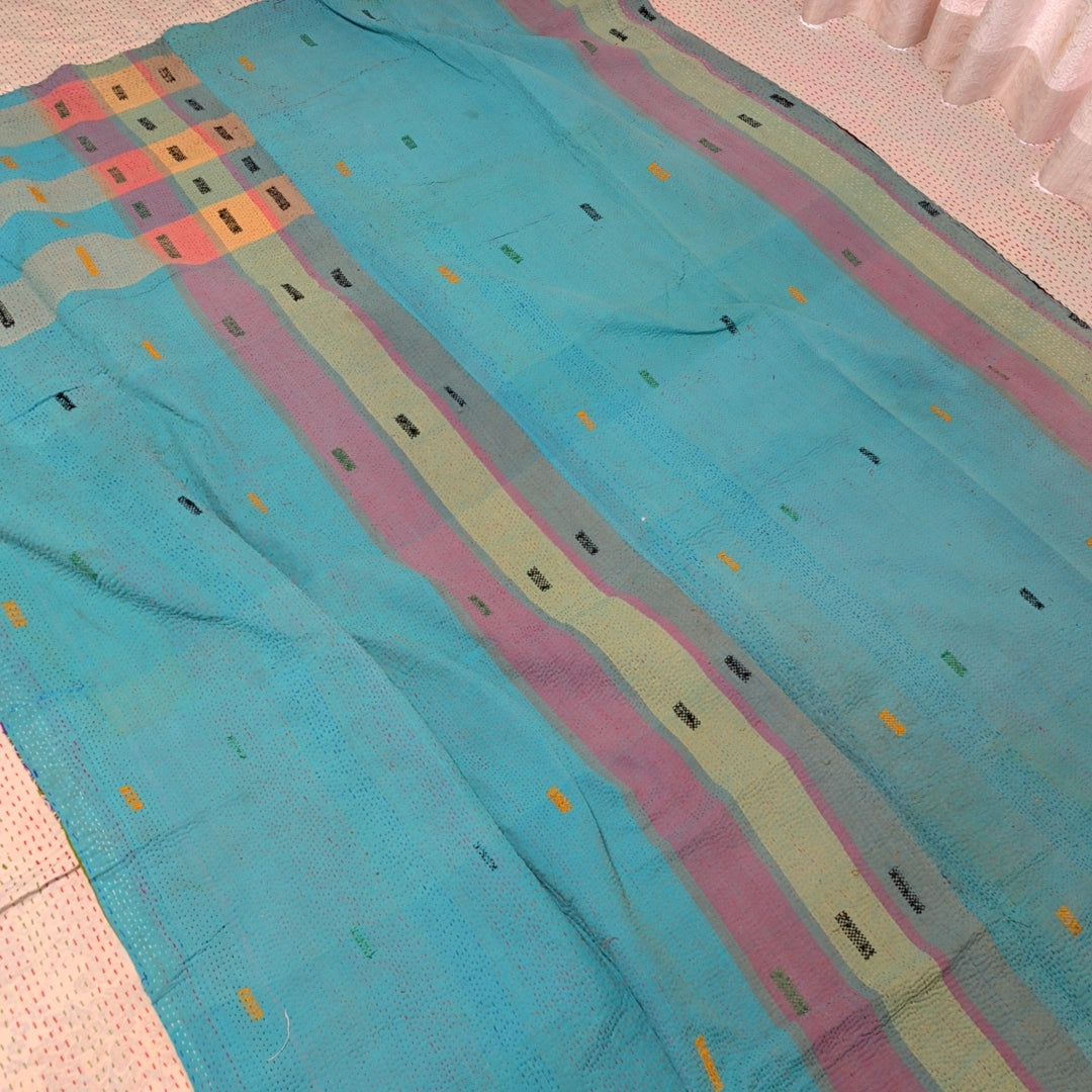 ヴィンテージカンタキルト ラリーキルト kantha ラグマット アジアンキルト　#1256