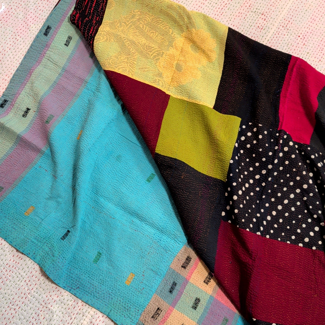 ヴィンテージカンタキルト ラリーキルト kantha ラグマット アジアンキルト　#1256