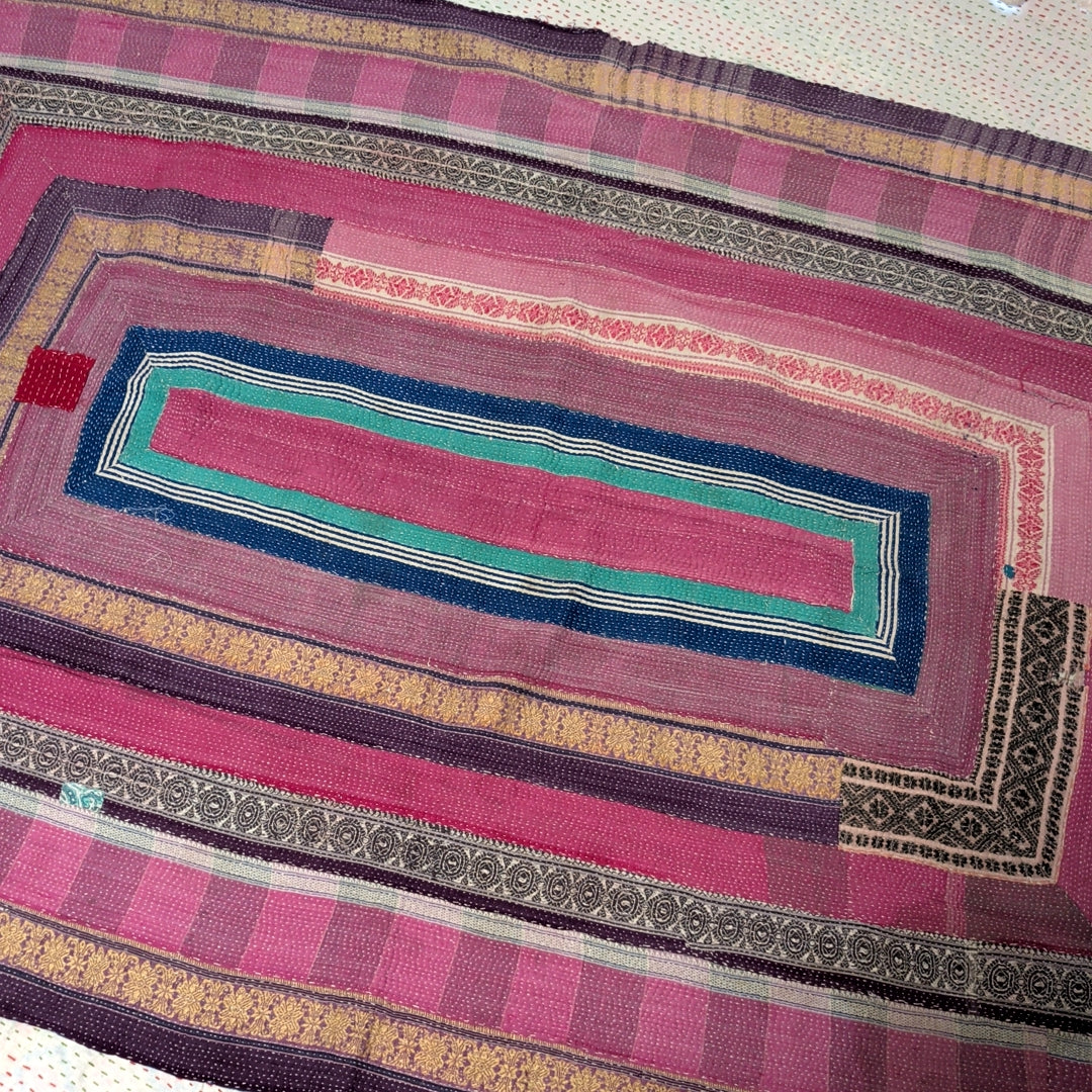 ヴィンテージカンタキルト ラリーキルト kantha ラグマット アジアンキルト　#1258
