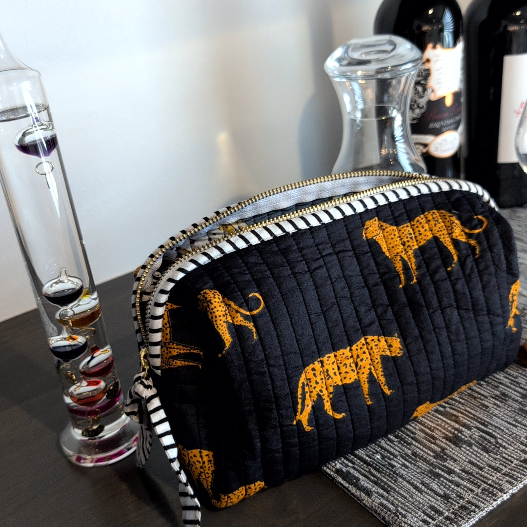【M】オリジナルソフトミディアムポーチ ハンドブロックプリント　block print インド　Handmade  ママポーチにも