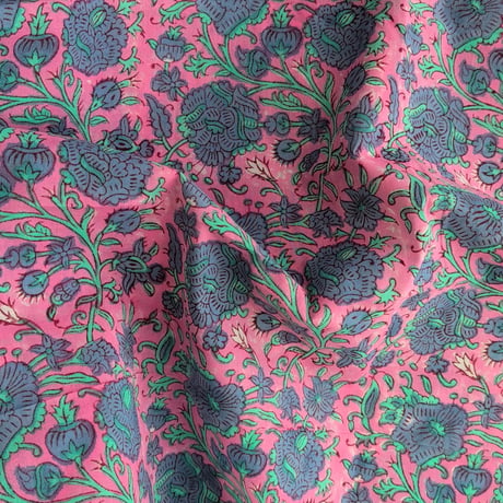 【ブロックプリントカット生地】block print ハンドメイドファブリック、布小物、カット端切れ #b10