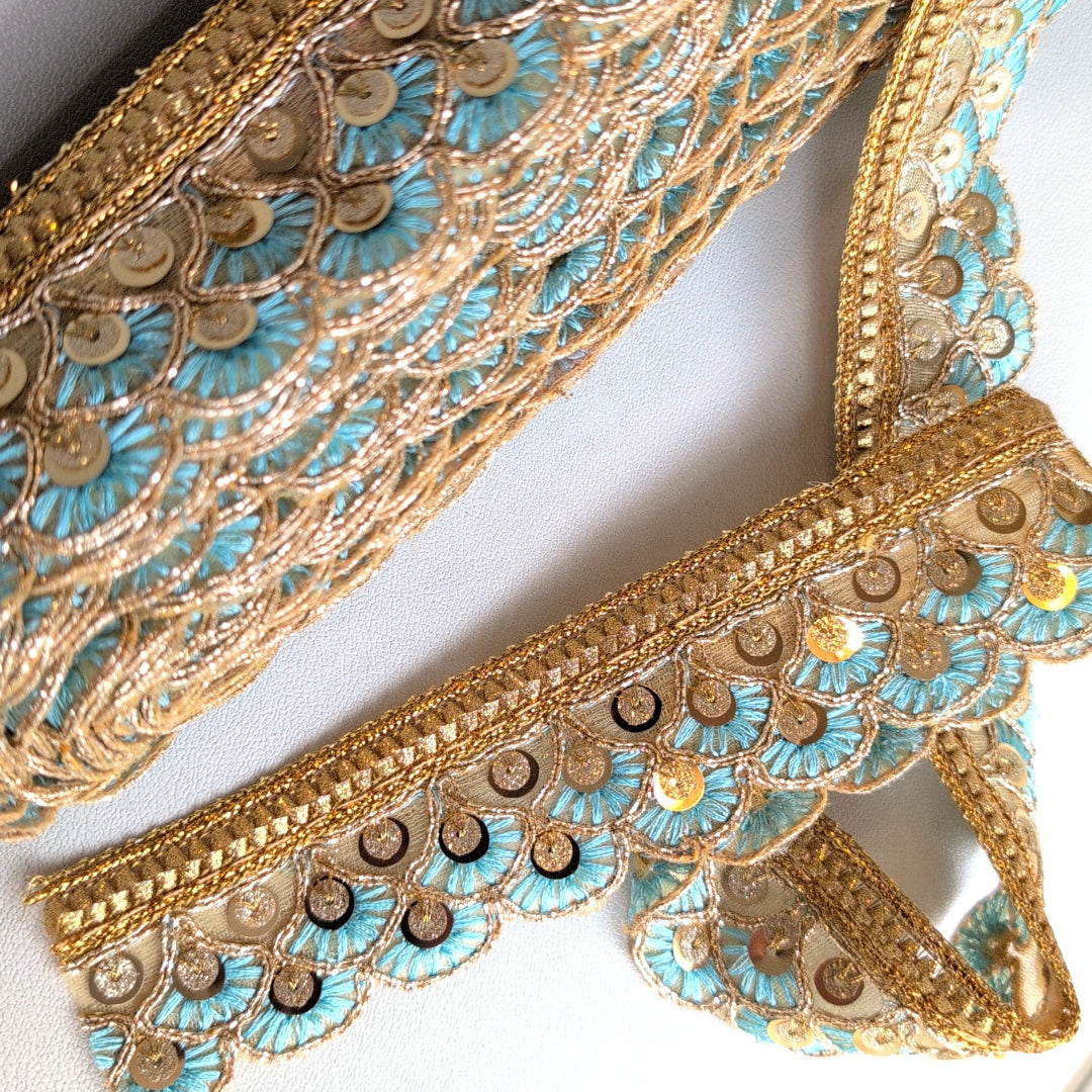 【中幅】インド刺繍リボン Handmade｜手作り｜インドハンドメイド素材、布小物 ＃9050