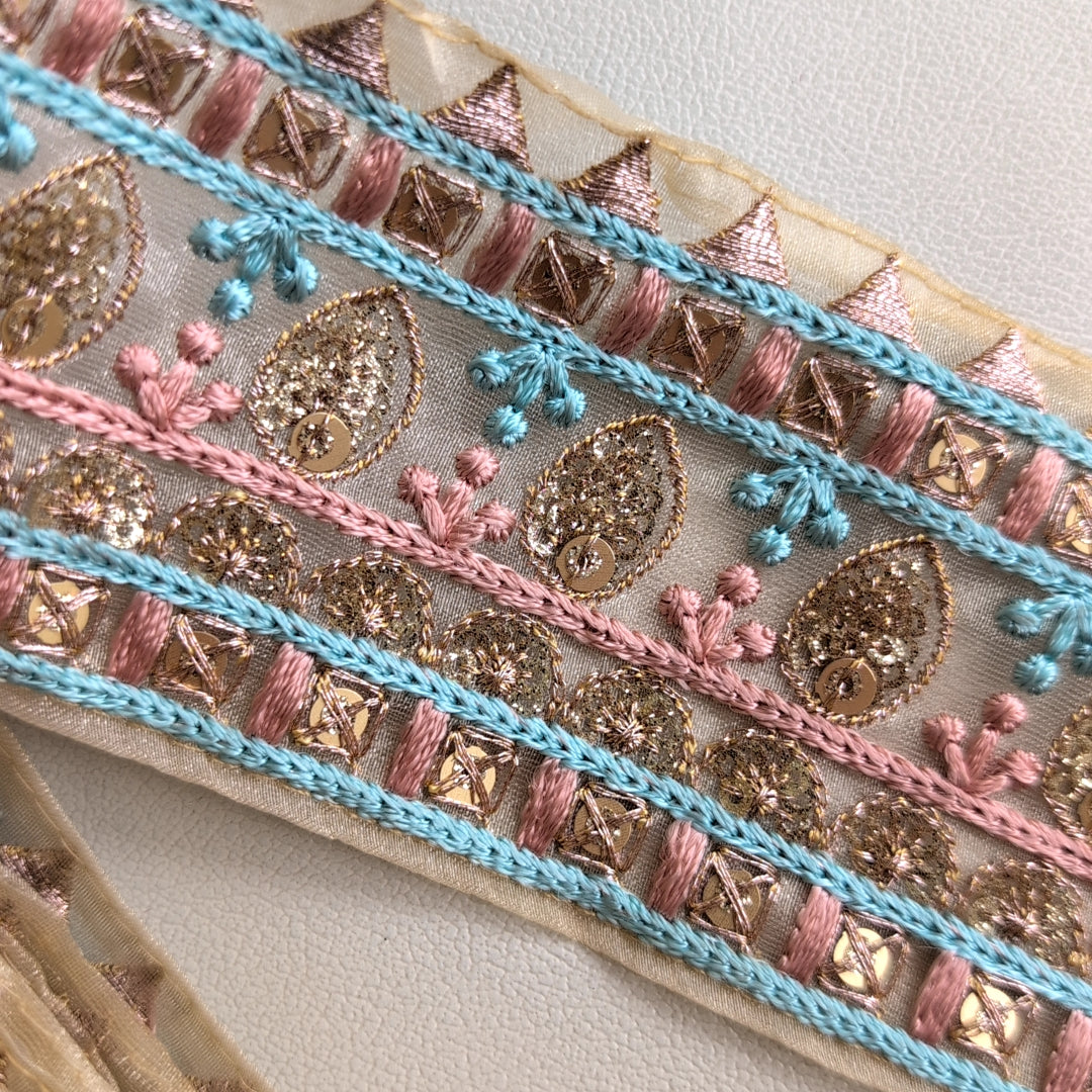【中幅】インド刺繍リボン Handmade｜手作り｜インドハンドメイド素材、布小物 ＃9160