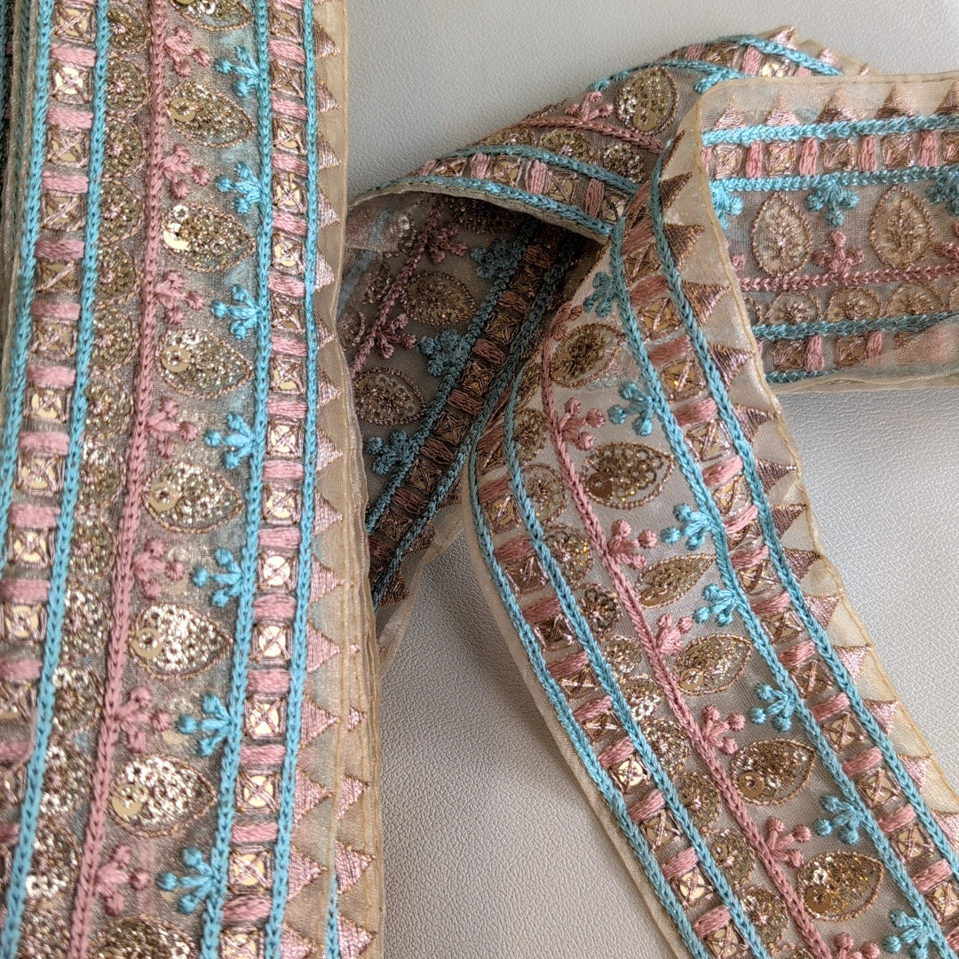 【中幅】インド刺繍リボン Handmade｜手作り｜インドハンドメイド素材、布小物 ＃9160