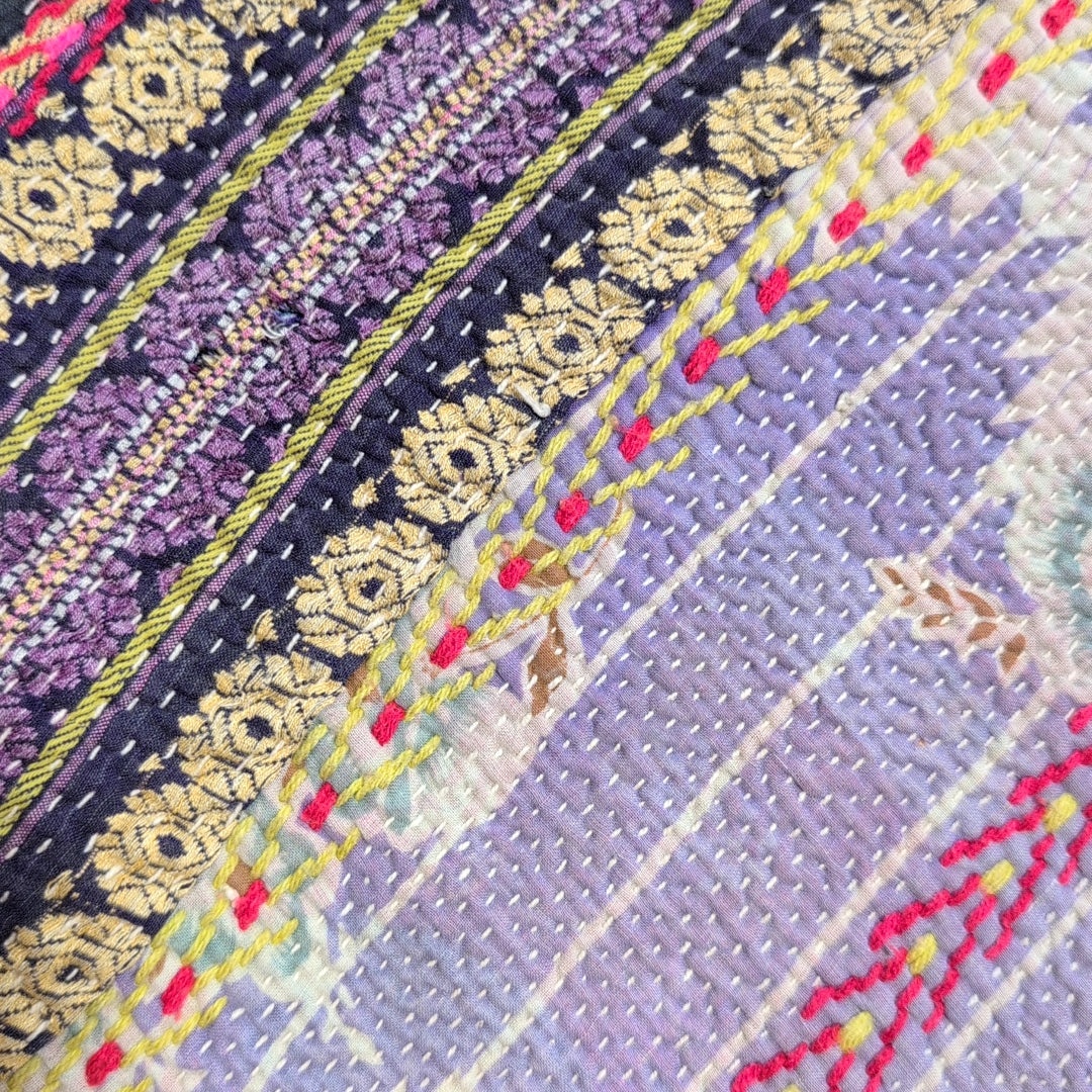 ヴィンテージカンタキルト ラリーキルト kantha ラグマット ［昼夜のワルツ］#1154