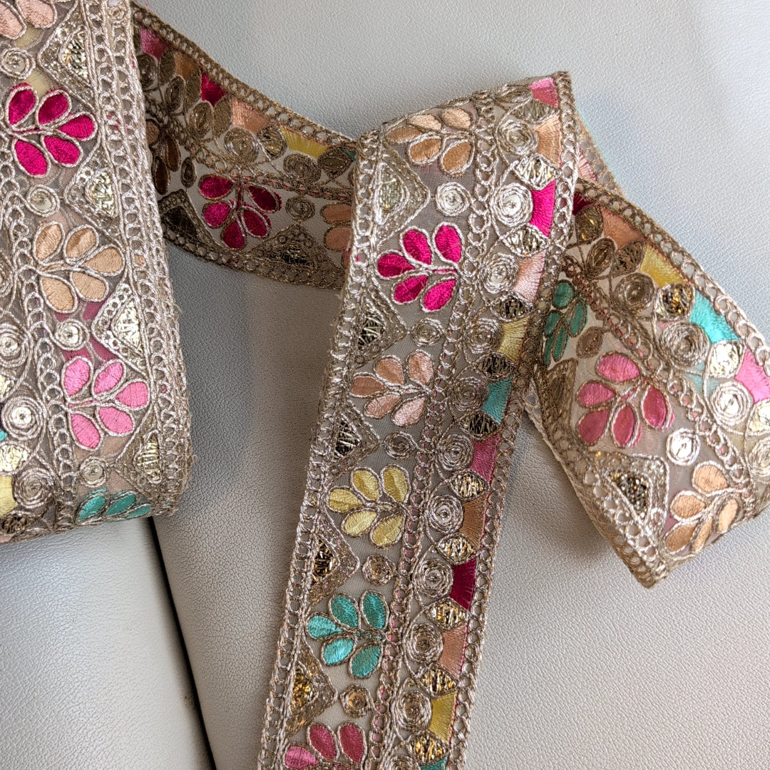 【中幅】インド刺繍リボン Handmade｜手作り｜インドハンドメイド素材、布小物 ＃9060