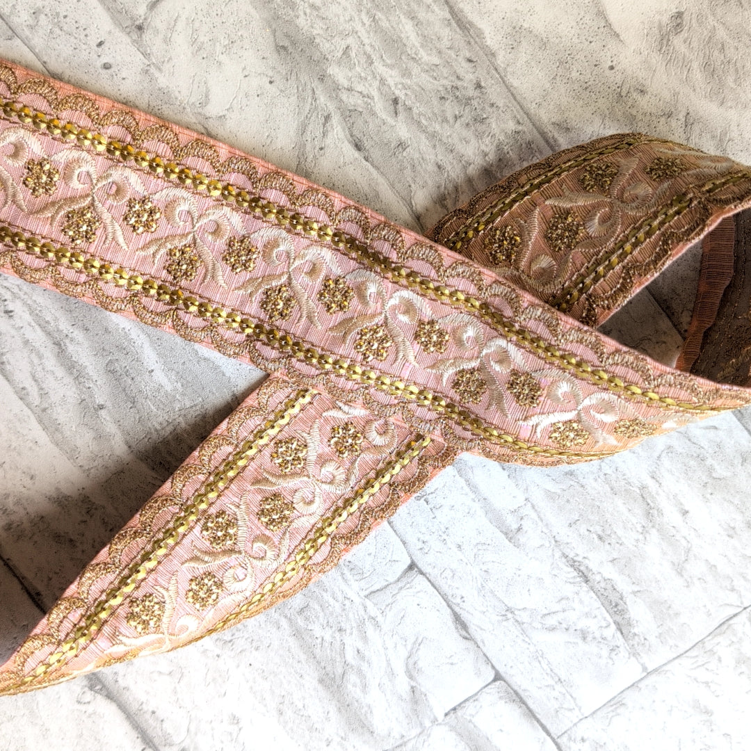 【中幅】インド刺繍リボン Handmade｜手作り｜インドハンドメイド素材、布小物 ＃9170