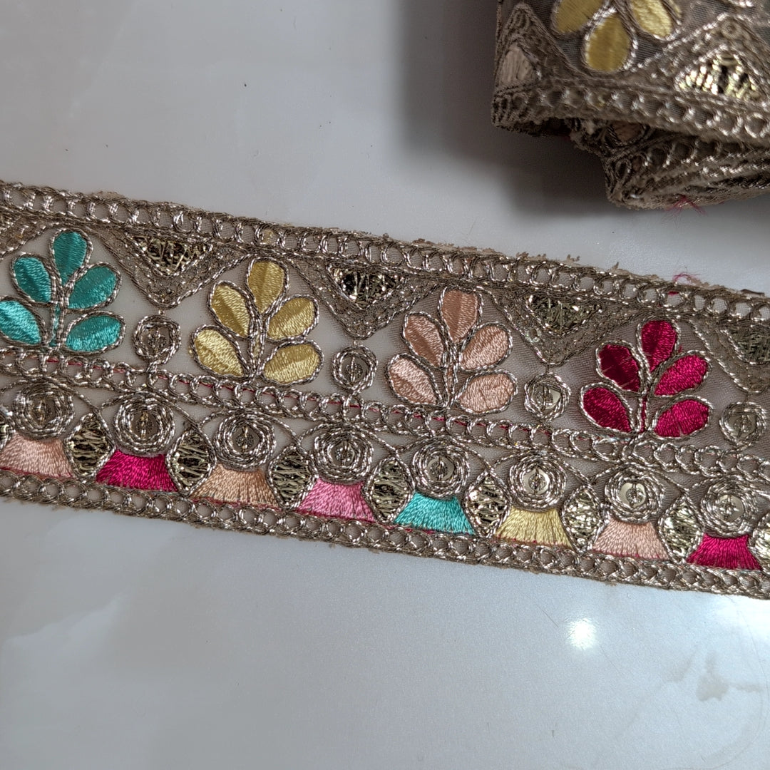 【中幅】インド刺繍リボン Handmade｜手作り｜インドハンドメイド素材、布小物 ＃9060