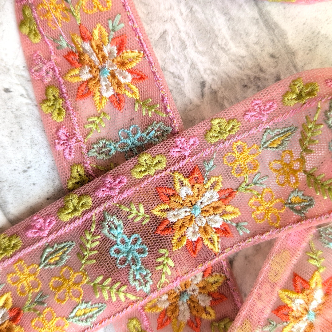 【中幅】インド刺繍リボン Handmade｜手作り｜インドハンドメイド素材、布小物 ＃9003