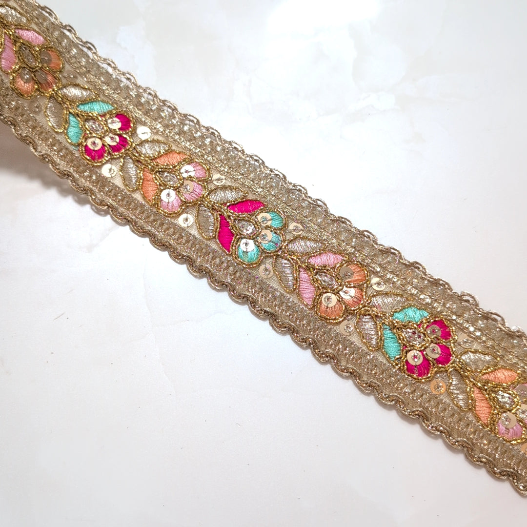 【中幅】インド刺繍リボン Handmade｜手作り｜インドハンドメイド素材、布小物 ＃9100