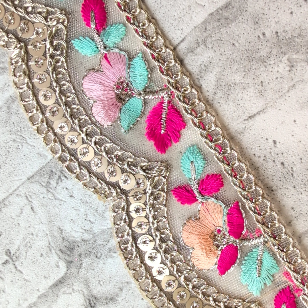 【中幅】インド刺繍リボン Handmade｜手作り｜インドハンドメイド素材、布小物 ＃9070