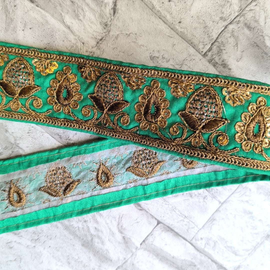 【中幅】インド刺繍リボン Handmade｜手作り｜インドハンドメイド素材、布小物 ＃9007