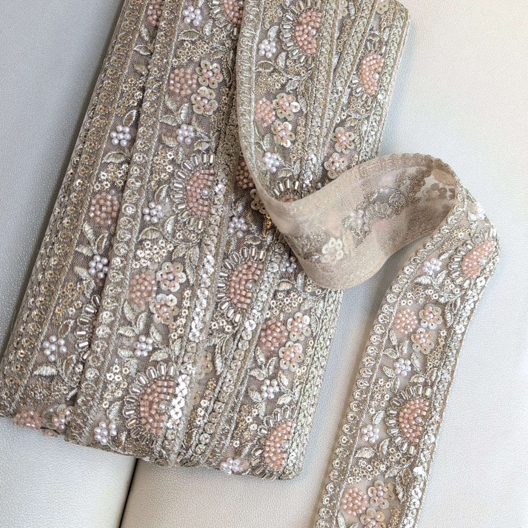 【中幅】インド刺繍リボン Handmade｜手作り｜インドハンドメイド素材、布小物 ＃9171