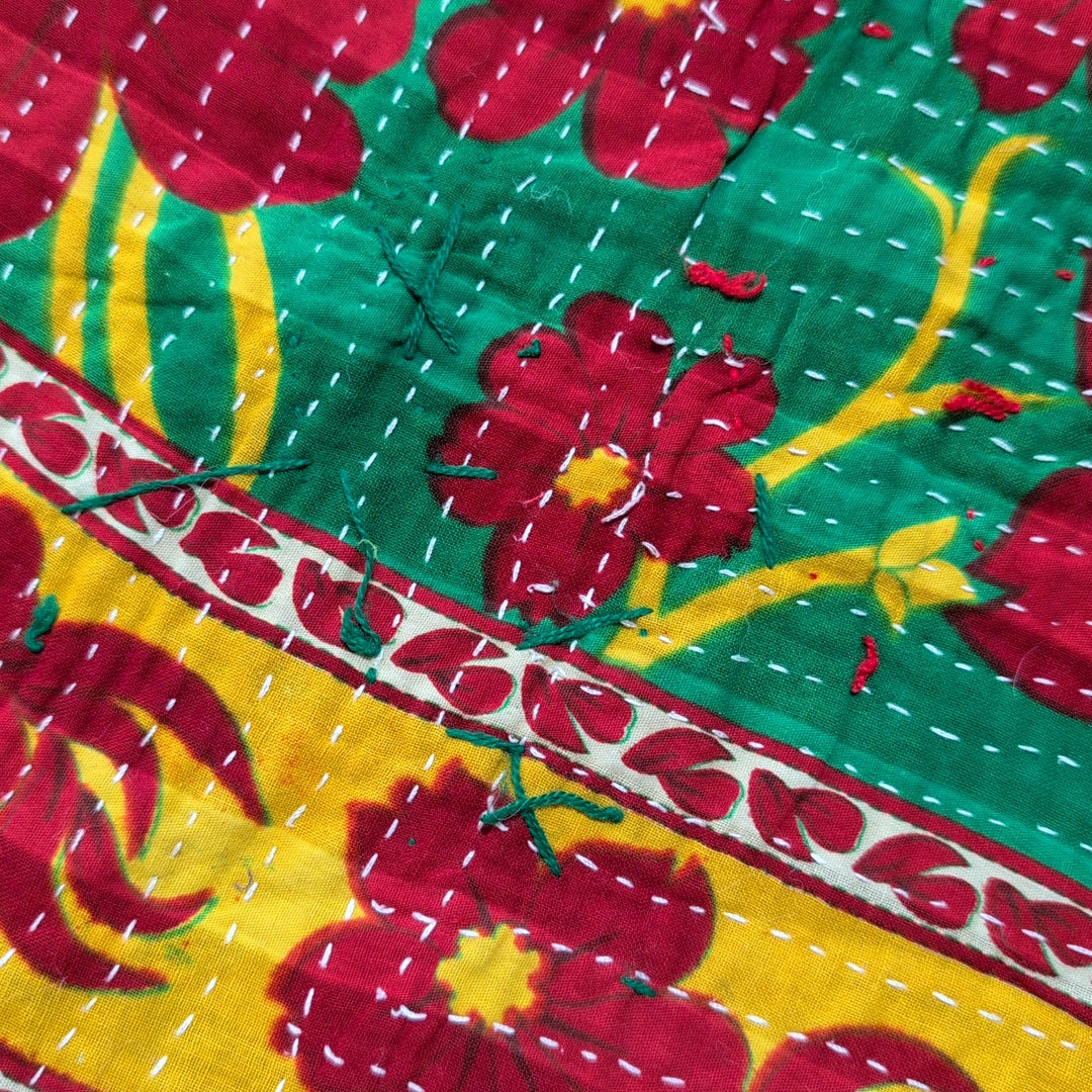 ヴィンテージカンタキルト ラリーキルト kantha ラグマット ［未完の華］#1152