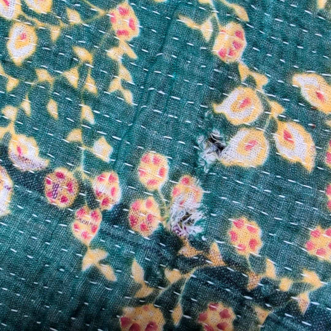 ヴィンテージカンタキルト ラリーキルト kantha ラグマット ［小人の森］#1143
