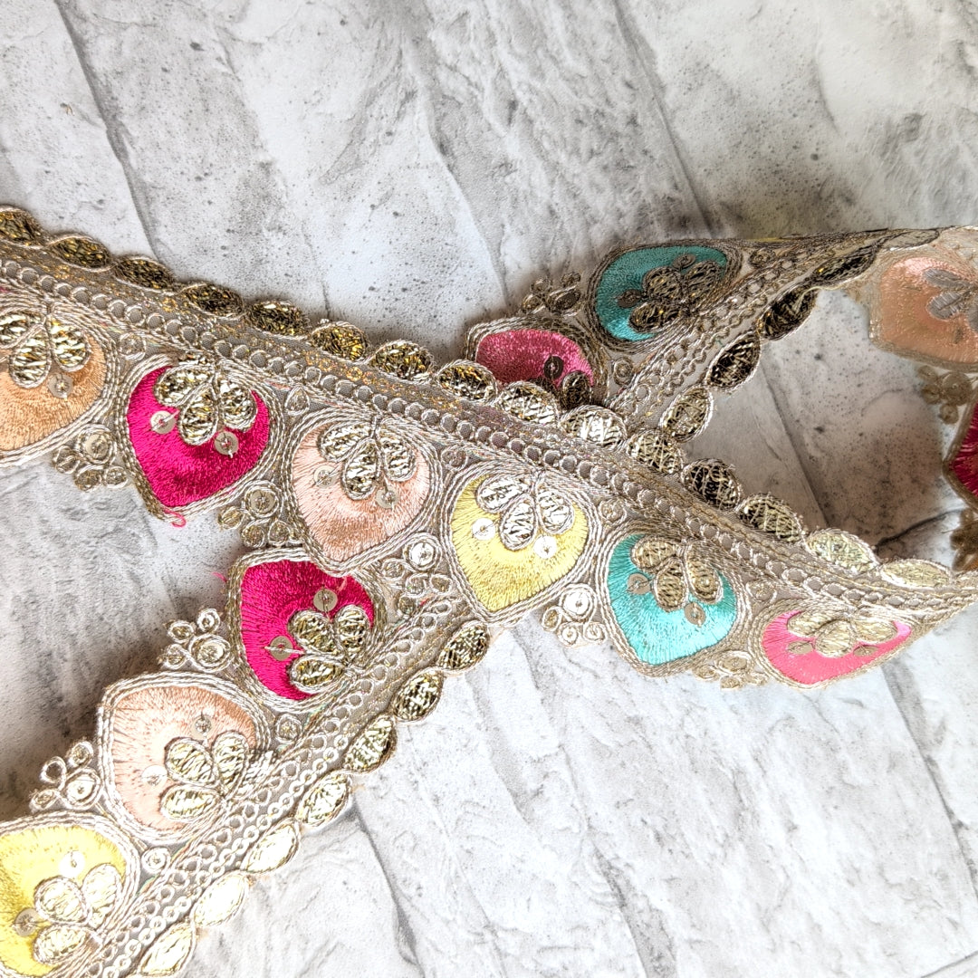 【中幅】インド刺繍リボン Handmade｜手作り｜インドハンドメイド素材、布小物　＃9000